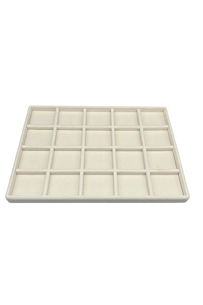 MeGass Dekor Εγχώριας παραγωγής Suede Fabric Cream Χρώμα 34/24 cm Βάση κοσμημάτων με 20 θήκες συρτάρι
