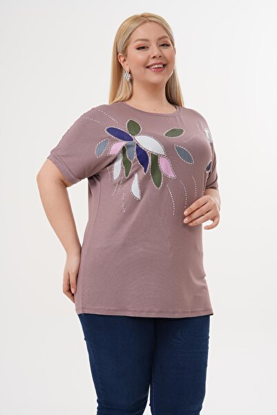 Siyezen Large Size Glittery Rhinestone Bat Sleeve Blouse