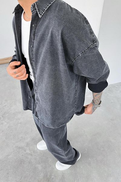 HAFKAGİYİM Πουκάμισο Smoked Acid Wash Oversize