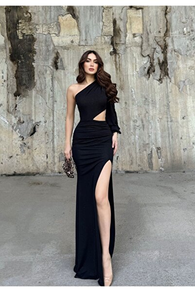 Sindimoda Kaira Tek Omuz Simli Abiye 583067