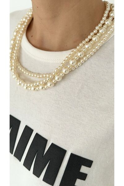 Jerberaa takı 3'lü inci set (yaz kolyesi)