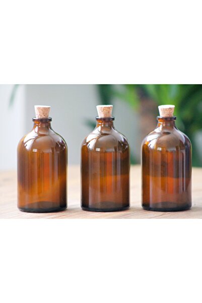 junibeliw 100 ml Boş Amber Şişe Mantar Tıpalı Cam Şişe Dekoratif Koku Şişesi Mini Vazo (Adet Seçenekli)