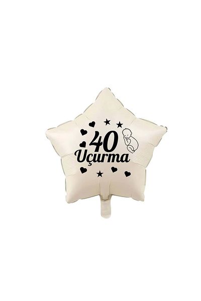 Organizasyon Pazarı 18 Inch Retro White (Cream) Color 40 Kite Themed Star Foil Balloon with Baby Figure
