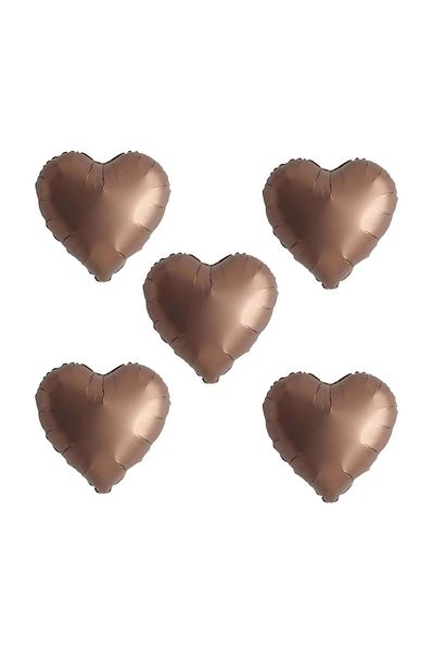 Organizasyon Pazarı 18Inch Chocolate Brown Color 5Pcs Heart Shaped Foil Balloon