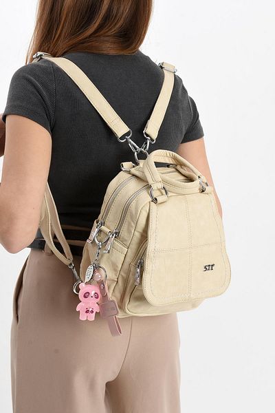 571 Collections Çanta Faux Leather Shoulder Bag Cream (Model: 571-13-17J)