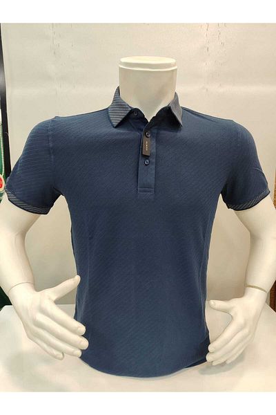 ADVANTE Güncüoglu Polo Collar with Garnish on the Collar and Sleeve Detail Slim Fit Men's T-Shirt