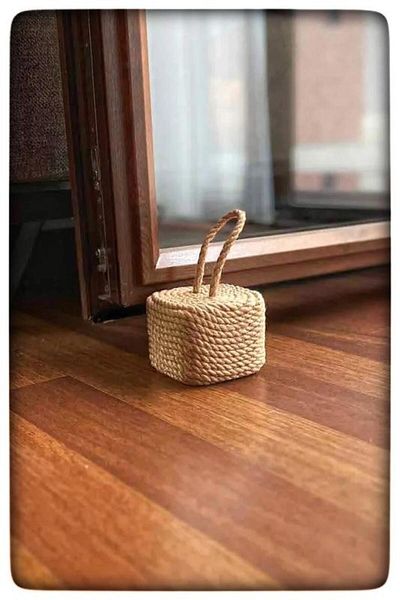 N NOXXO Coarda decorativa din iuta, Opritor de usa din beton decorat