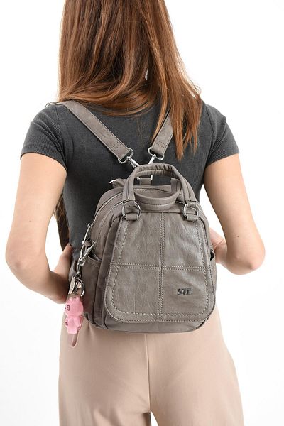 571 Collections Çanta Gray Faux Leather Shoulder Bag (Model: 571-13-17J)