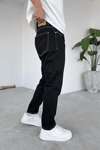 HAFKAGİYİM Black Reverse Stitch Detail Regular Trousers