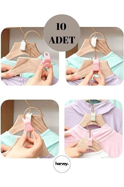 Harvey ASKI ÇOĞALTICI 10'LU KANCA SETİ - 10 ADET ASKI ORGANİZER - ELBİSE ASKISI ÇOĞALTICI