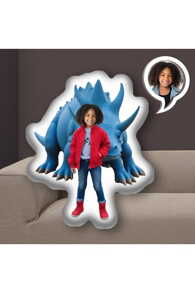 EJOYA Kişiye Özel Fotoğraflı Ben ve Dinazor Oyuncak Peluş Yastık 114975