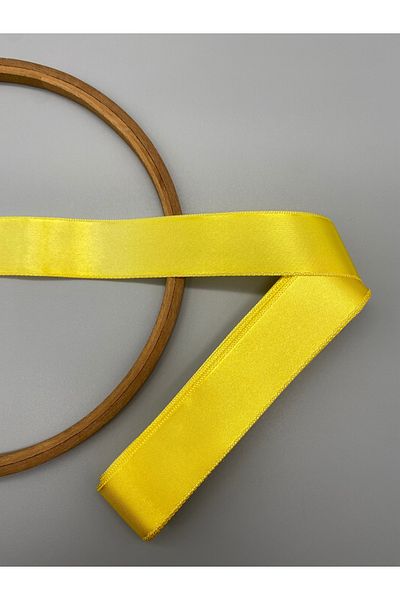 Ak Tuhafiye Yellow Satin Ribbon 4 cm 10 Meters Jewelry Ribbon, Wide Satin, Bundle-Ornament-Decor Ribbon No:5