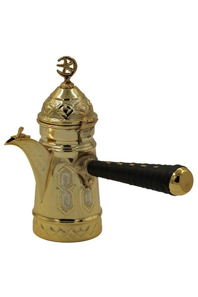 ANTEPSEPETİ Copper Mirra Coffee Pot with Processing Motif 18 CM