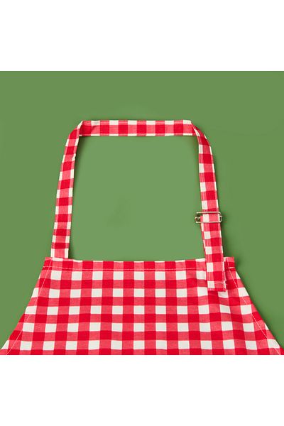 Evidea Soft Gingham Kitchen Apron - Red / Ecru - 63X72 cm