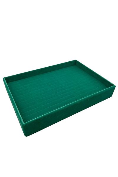 MeGass Dekor Domestic Production Suede Fabric Green Color 34/24 cm Submerged Drawer Bracelet Handcuff Tray