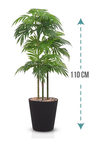 Generic Artificial palm tree 110 cm (3 branches) with a cylindrical plastic stand