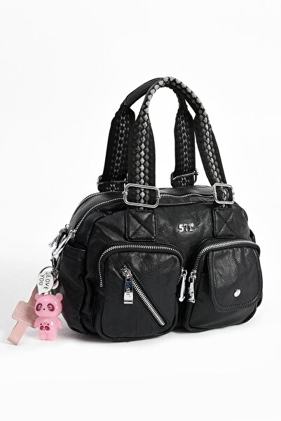 571 Collections Çanta Faux Leather Shoulder Bag Black (Model: 571-13-17F)