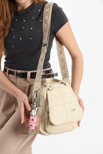 571 Collections Çanta Faux Leather Shoulder Bag Cream (Model: 571-13-17J)