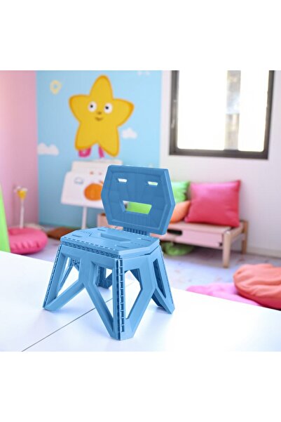 FERAH PLASTİK Modern Geometrik Katlanabilir Çocuk Kamp Sandalyesi, Taşınabili...
