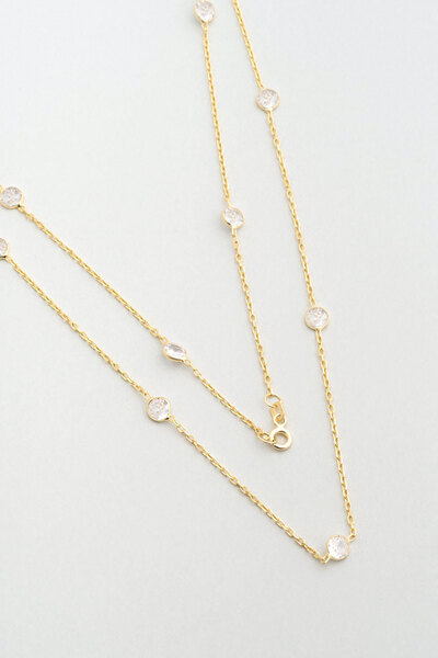 So CHIC... Yuvarlak Kesim 18 Ayar Sarı Altın Kaplama 47 Cm Gümüş Kolye