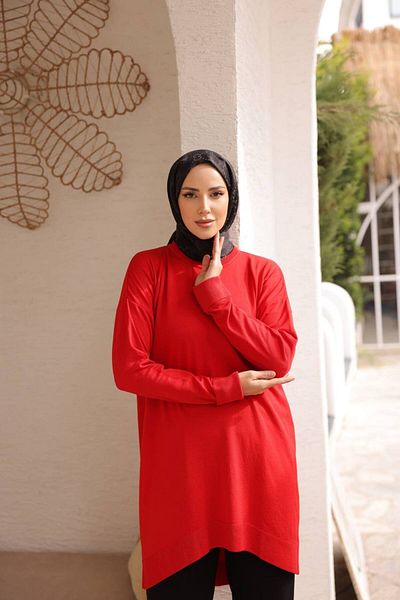 Nefise Cold Key Orversize Crew Neck Tunic