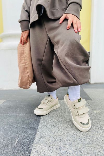 kids A more Honor Pu Leather Linen Boys' Velcro Shoes Beige