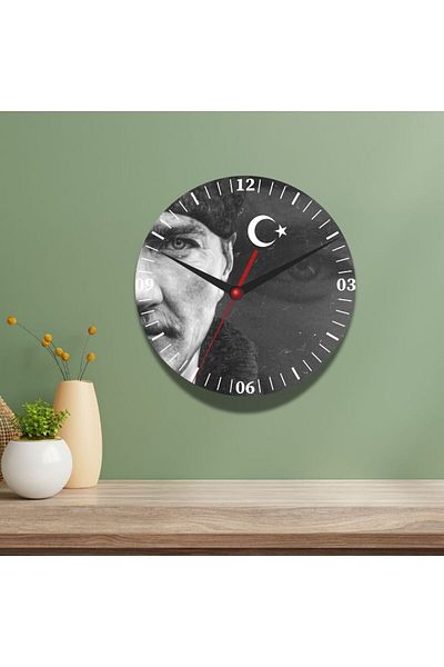 Hediye Vakti Ataturk Designed Wall Glass Clock