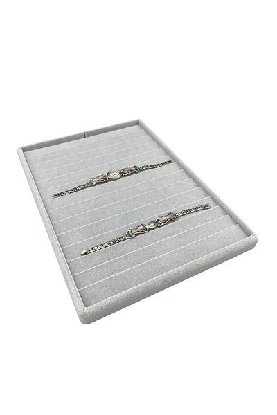 MeGass Dekor Domestic Production Suede Fabric Gray Color 34/24cm 14 Pieces Graduated Drawer Bracelet Table