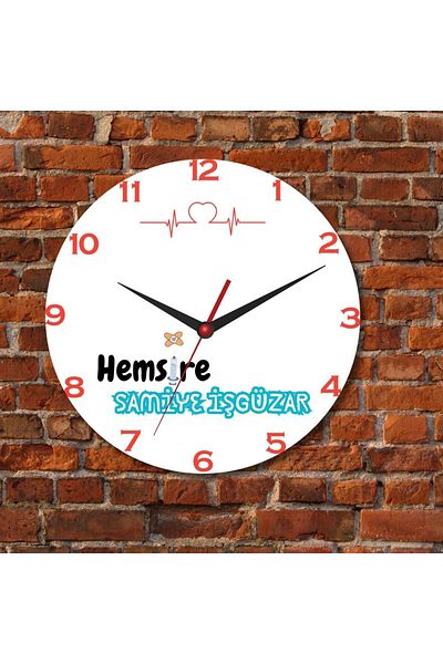 Hediye Vakti Wall Glass Clock Specially Designed for Nurses