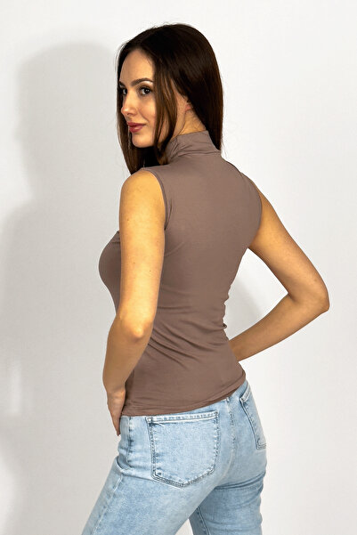 Betimoda Дамско боди с нулеви ръкави и висока яка от норка 1 бр