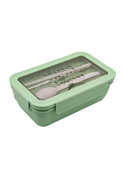 British Chef Lunch Box & Cutlery Fork Spoon, Leak Proof 2 Compartments 1100ml Capacity Bc324