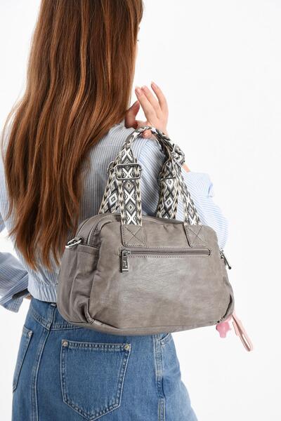 çantamgelsin Faux Leather Shoulder Bag Gray (Model: 571-13-17F)