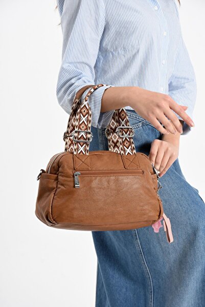 çantamgelsin Faux Leather Shoulder Bag Tan (Model: 571-13-17F)