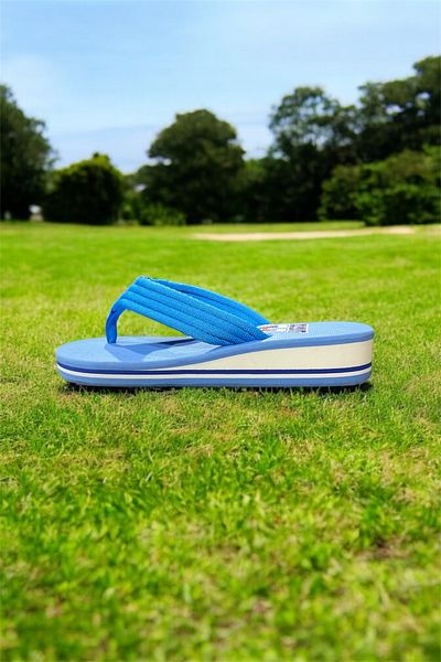 HANOX Women's Platform Wedge Heel Fabric Flip Flops Does Not Hurt Summer Pool Sea Blue Beach Slippers