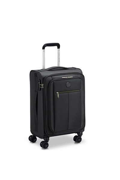 Delsey Pin Up 6 Softcase 55cm Expandable 4 Double Wheel Cabin Luggage Trolley Black