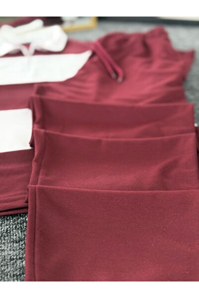 Altamira Ανδρικό σετ αθλητικής φόρμας με μισό φερμουάρ με ριγέ μπορντό