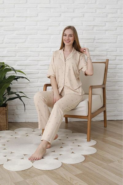 Espuar 773 Boxed Classic Short Sleeve Women's Shirt Pajama Set, Button-Down Viscose Pajama Set