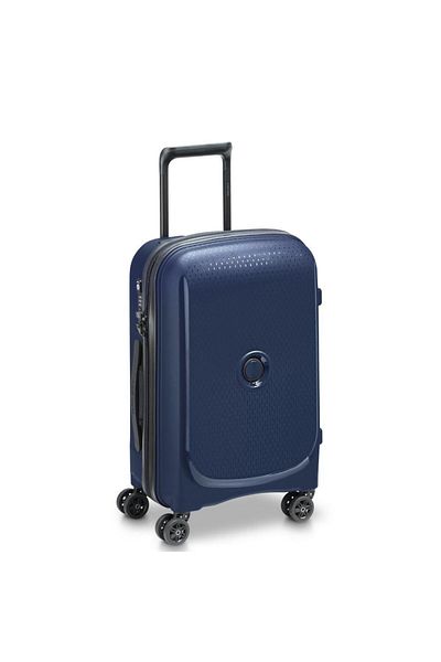 Delsey Belmont Plus 55cm Hardcase Non- Expandable 4 Double Wheel Cabin Luggage Trolley Blue