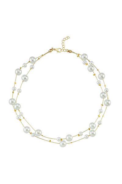 CHARMLUCKY 2 Pieces Necklace with Pearls