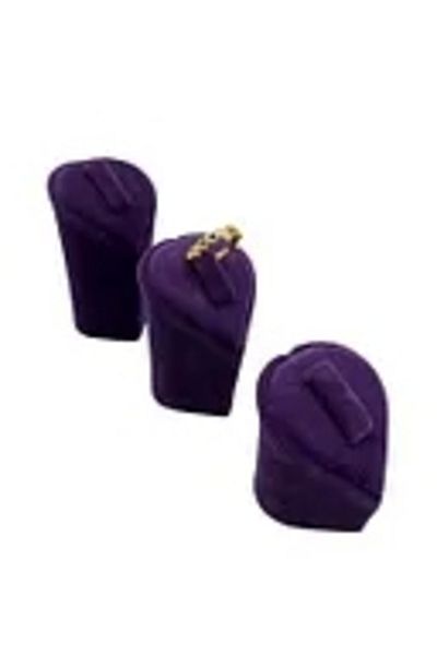 MeGass Dekor Domestic Production Heart Model Suede Fabric Purple Color Triple Set Ring Display Accessory