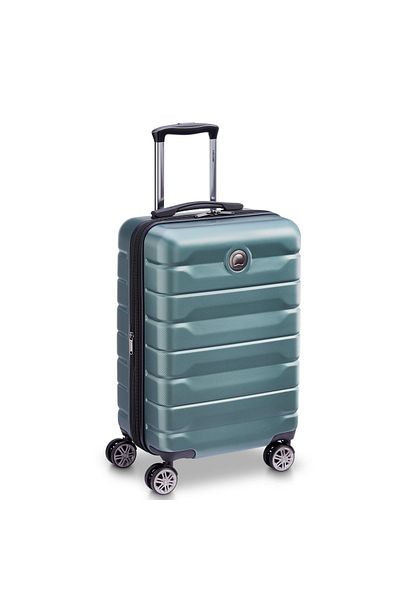 Delsey Air Armour 55cm Hardcase Expandable 4 Double Wheel Cabin Luggage Trolley Green