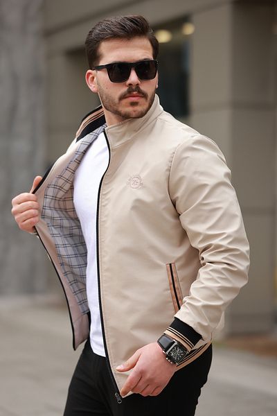 ixir Palton și jachetă sezonieră pentru bărbați, broderie, cremă