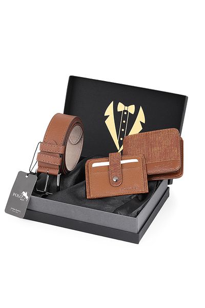 Polo Air Men's Groom Dowry Package: Tie, Belt, Wallet and Card Holder