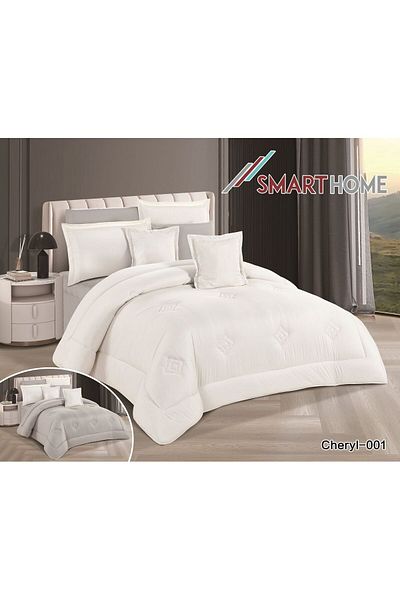 smart home Double Duvet Set, 8-Piece Microfiber Bedspread, King Size, 240x260cm, Yellow