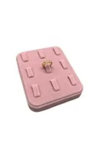 MeGass Dekor Domestic Production Suede Fabric Pink Color 12/11 cm Multi-Tipped Ring Display Accessory