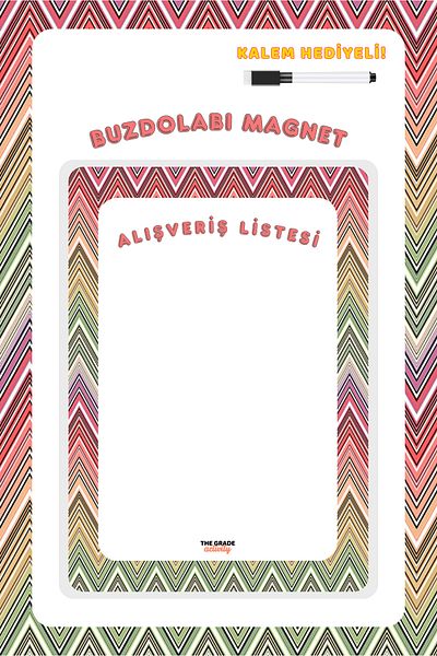 The Grade Summer-Sil Notepad Zigzag Patterned My Shopping List Refrigerator Notepad.Magnetic Notepad Magnet Notepad21X15