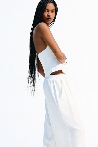 Bershka Linen blend buttoned waistcoat