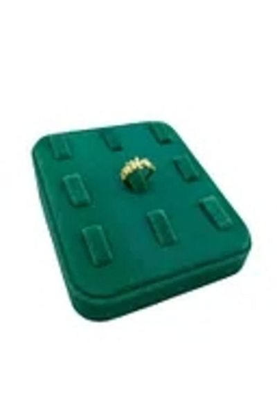 MeGass Dekor Domestic Production Suede Fabric Green Color 12/11 cm Multi-Taloned Ring Display Accessory