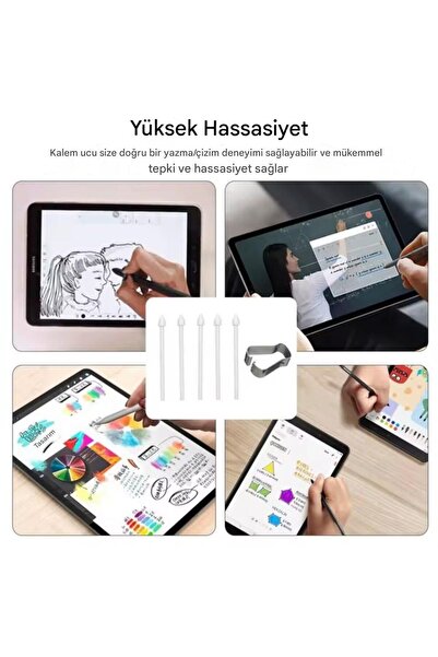 gökmer قلم Samsung S - طرف قلم أبيض متوافق، S6/S6 Lite/S7/S7 FE/S8/S9/S9 FE/S9 Plus (5 قطع)