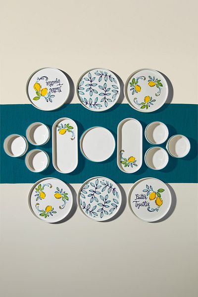 Nehir Sour Lemon 15 Piece Ceramic Breakfast Set for 6 People